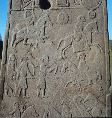 Pictish cross slab part of back 8th century Aberlemno, Angus