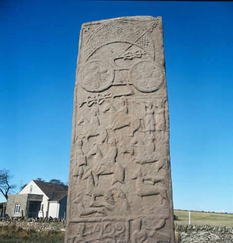 Pictish cross slab 8th century part of back of slab Aberlemno, Angus