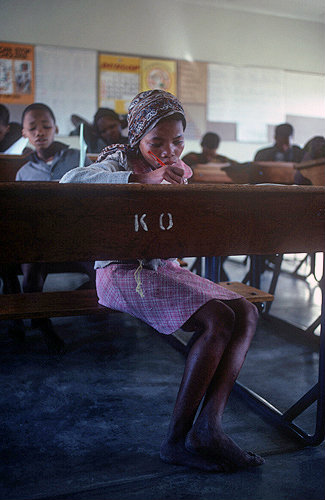 Kalahari Bushman school young female student Tsumkwe Namibia