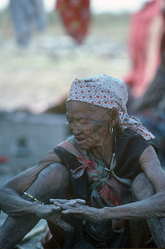 Kalahari Bushmen old woman at Tsumkwe Namibia