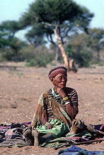 Kalahari Bushman old woman at Gautsha Namibia