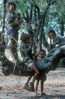 Kalahari Bushman children in Baobab Tsumkme Namibia