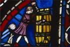 Coopers, donors of Noah window, 13th century stained glass, Chartres Cathedral, France