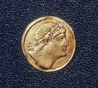 Constantine I, Roman Emperor from 306 to 337 AD, gold coin, Archaeological Museum, Istanbul, Turkey